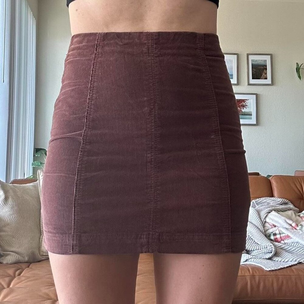 NEW! Free People Modern Femme Corduroy mini skirt BROWN